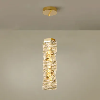 Designer Rectangle Crystal LED Pendant Light for Modern Home Décor Image - 11