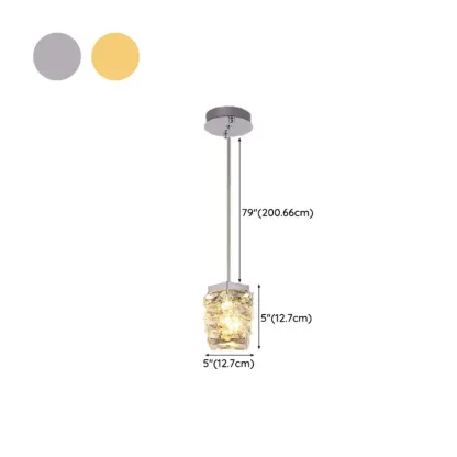 Designer Rectangle Crystal LED Pendant Light for Modern Home Décor #size