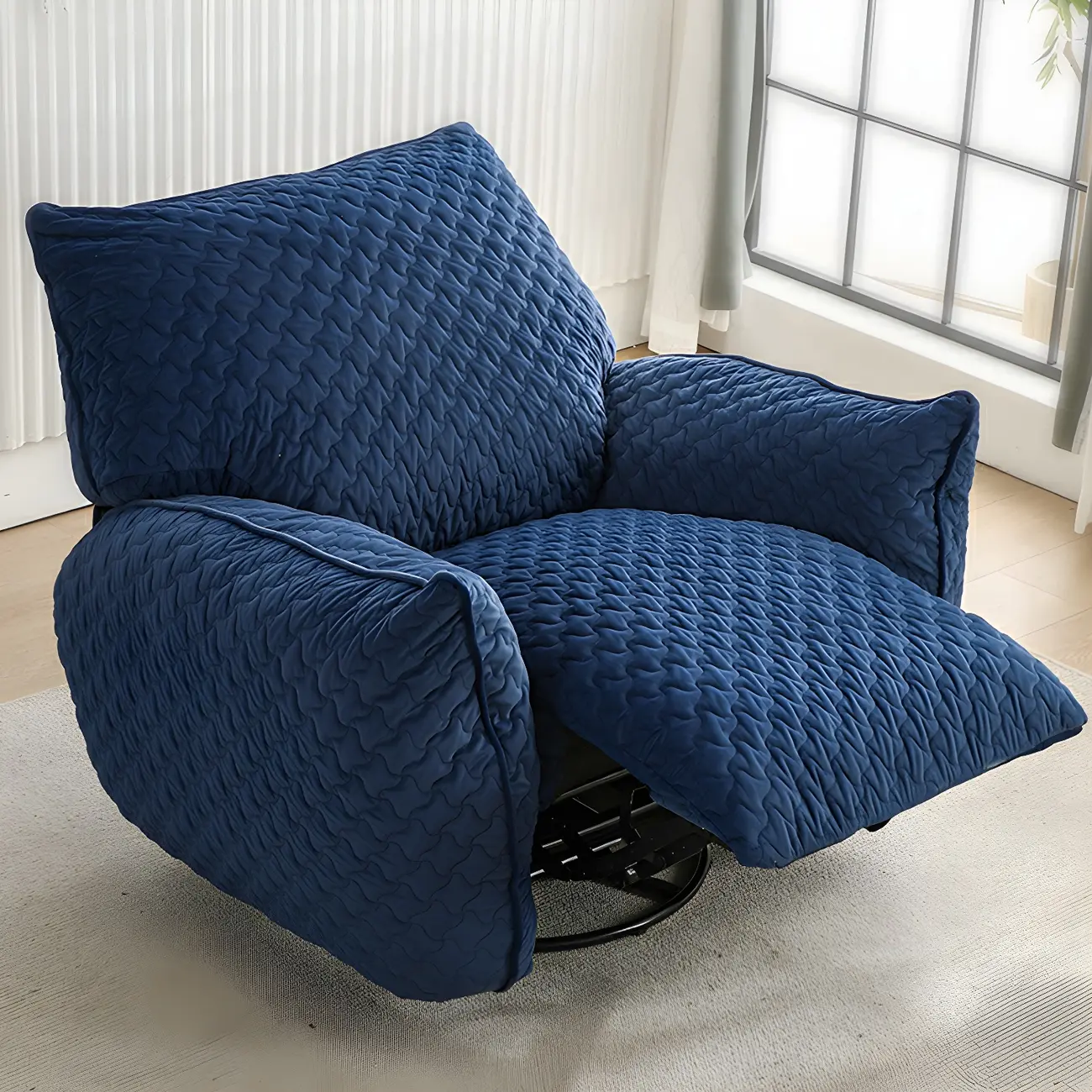 Upholstered Swivel Rocker Recliner for Modern Living Room Image - 1 | homeyfad