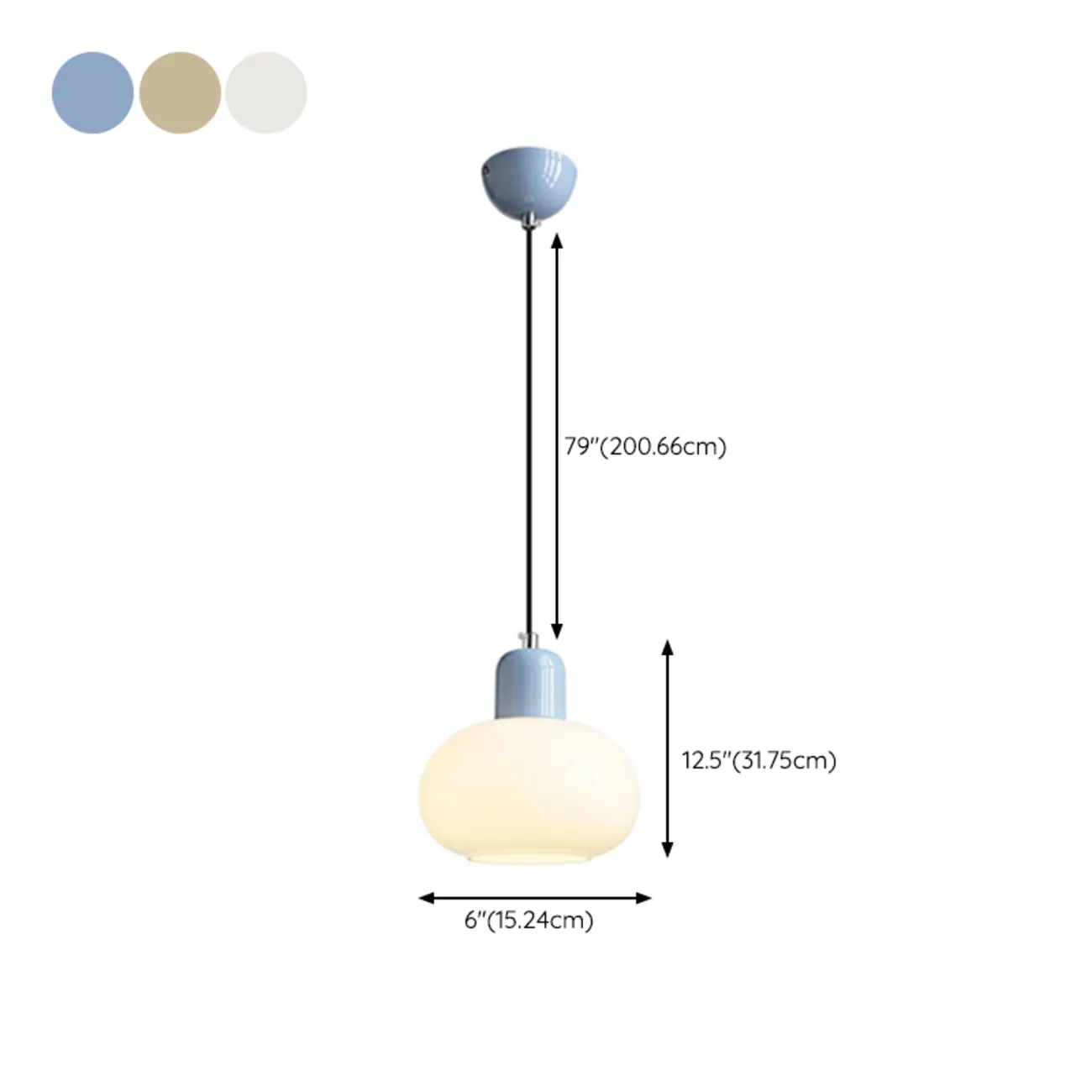 Cream LED Bedside Pendant Light with Adjustable Length #size | homeyfad