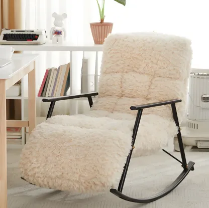 Modern Upholstered Metal Armchair Rocker Recliner for Indoor Image - 2