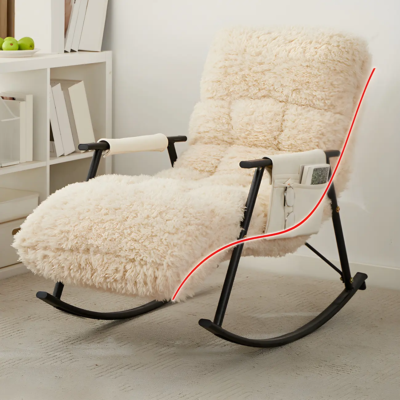 Modern Upholstered Metal Armchair Rocker Recliner for Indoor Image - 4 | homeyfad