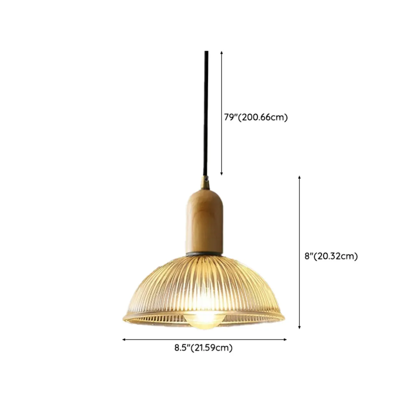 Modern Glass Hanging Dome Pendant With Adjustable Length #size