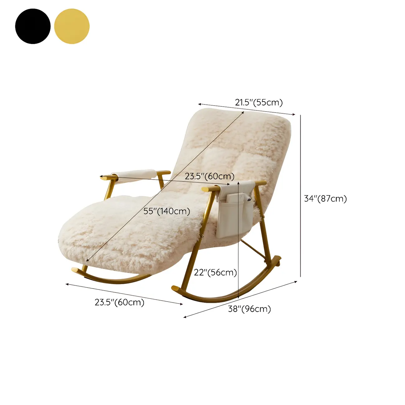 Modern Upholstered Metal Armchair Rocker Recliner for Indoor #size | homeyfad