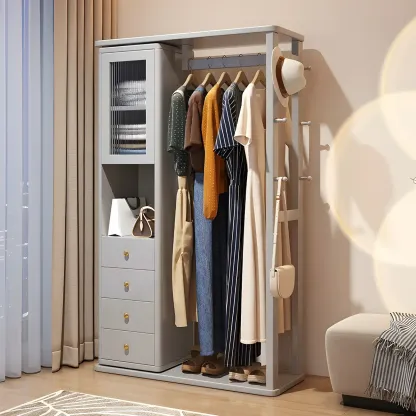Modern Freestanding Hall Tree with Drawers and Cabinet Image - 2