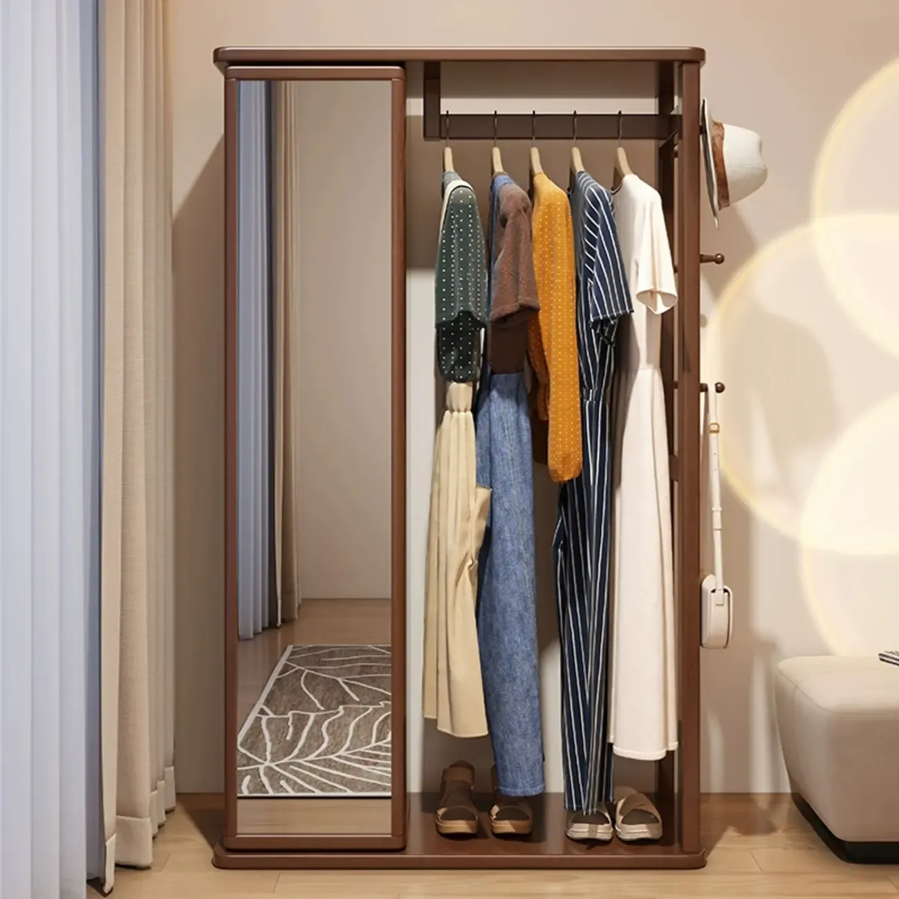 Modern Freestanding Hall Tree with Drawers and Cabinet Image - 3
