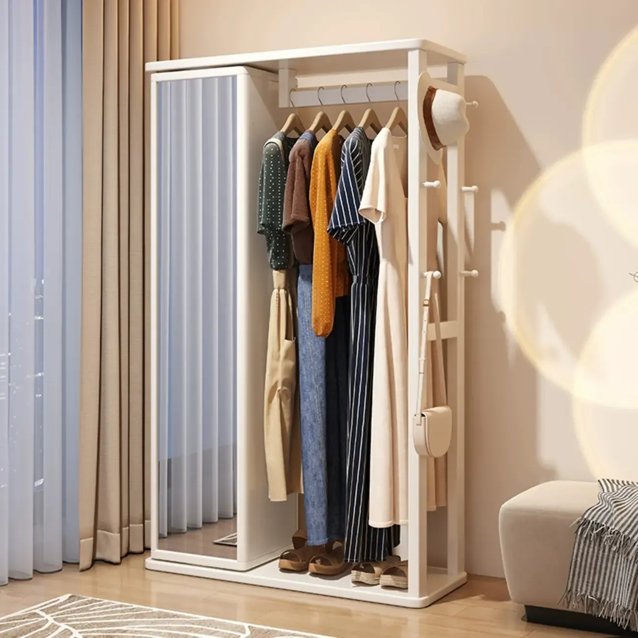 Modern Freestanding Hall Tree with Drawers and Cabinet Image - 4