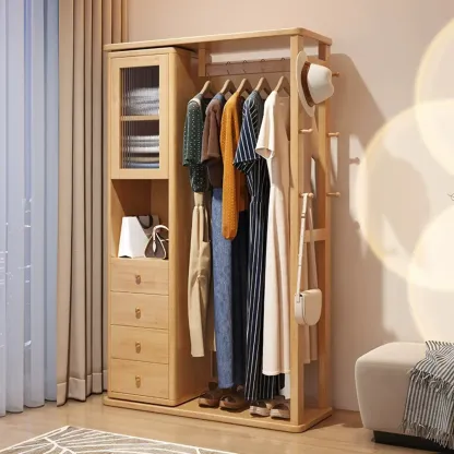 Modern Freestanding Hall Tree with Drawers and Cabinet Image - 5