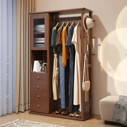 Modern Freestanding Hall Tree with Drawers and Cabinet Image - 11