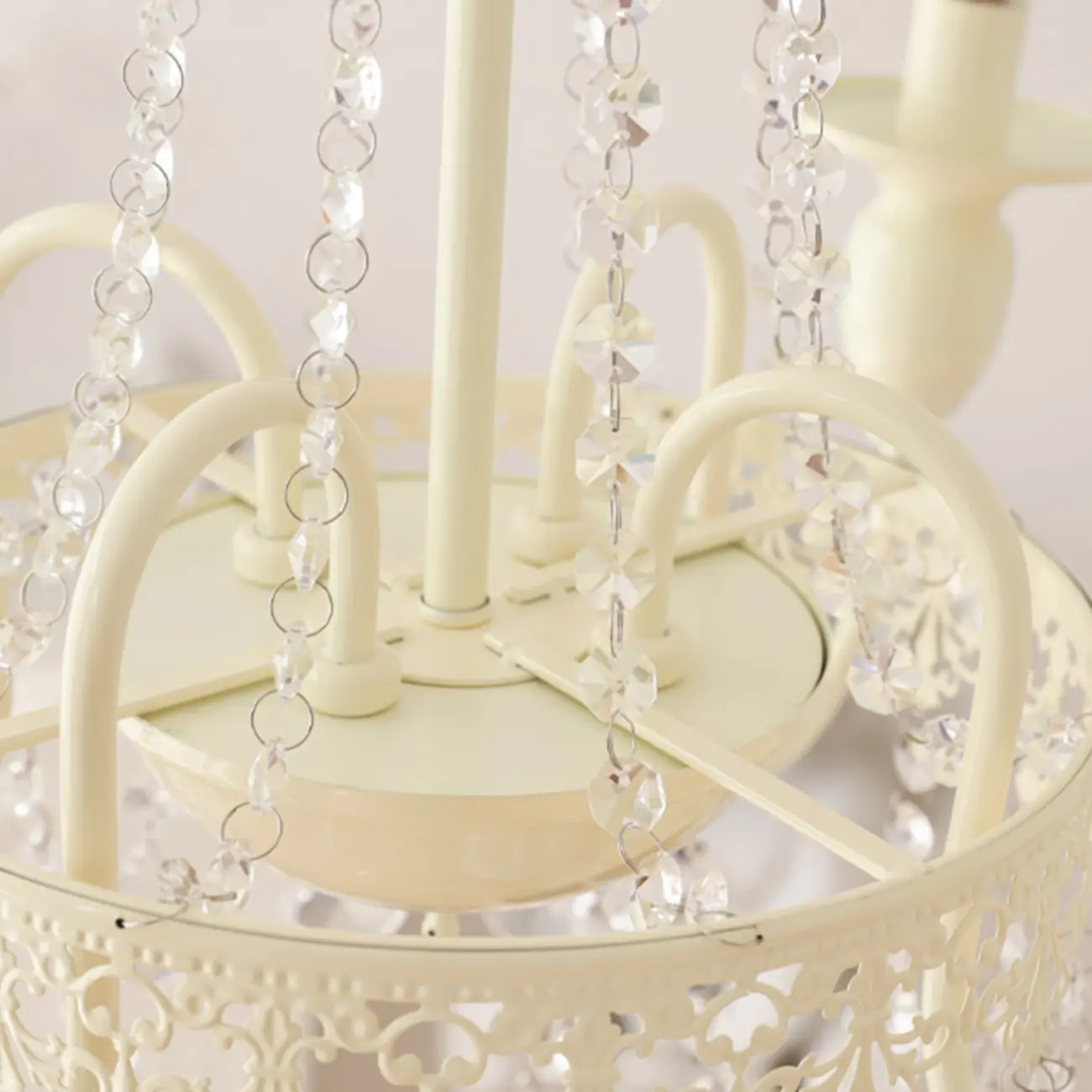 Adjustable White Geometric Chandelier with Crystal Pendant Image - 9 | homeyfad