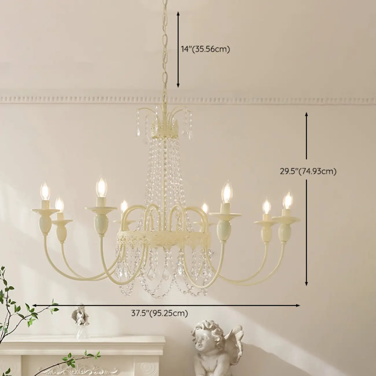 Adjustable White Geometric Chandelier with Crystal Pendant Image - 13 | homeyfad