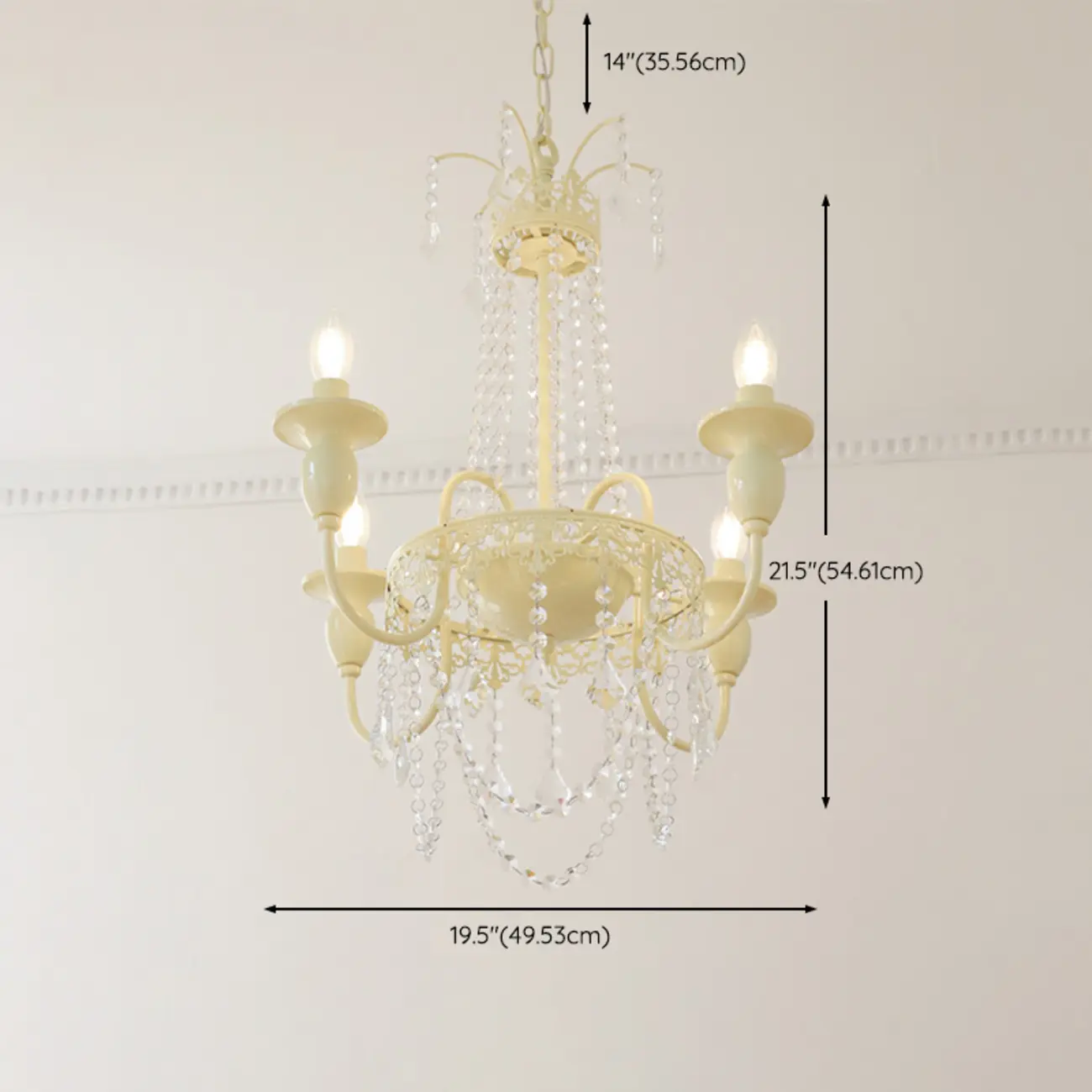 Adjustable White Geometric Chandelier with Crystal Pendant Image - 14 | homeyfad