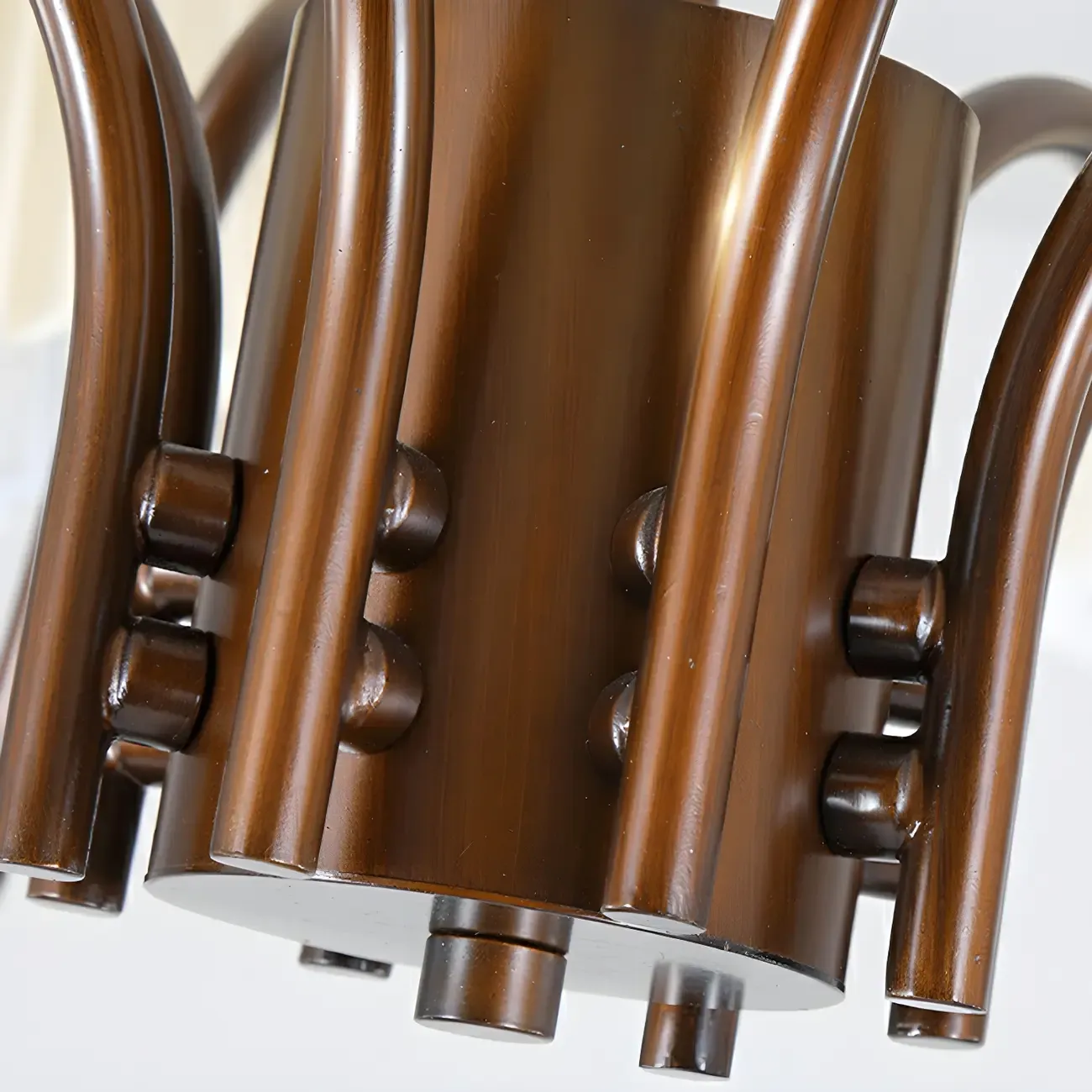 Adjustable Brown Chandelier with Fabric Lampshade Image - 6