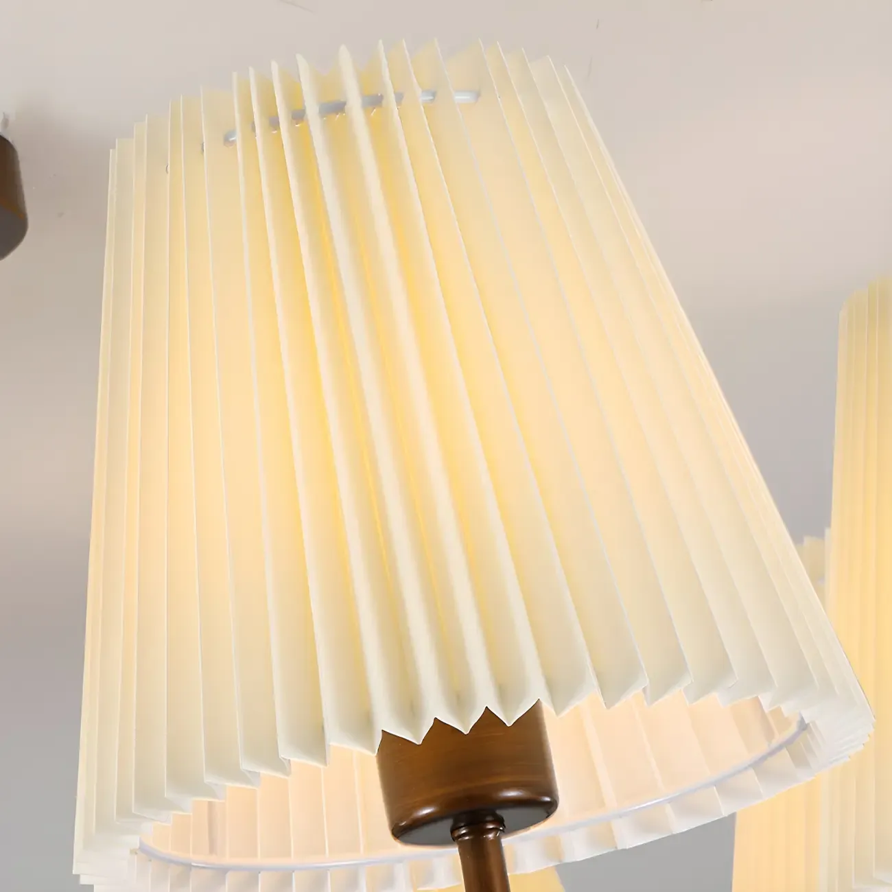 Adjustable Brown Chandelier with Fabric Lampshade Image - 7