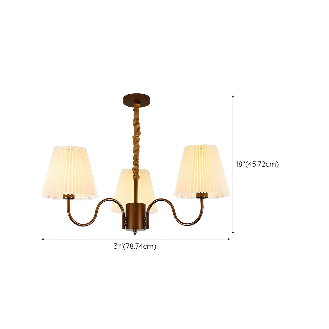 Adjustable Brown Chandelier with Fabric Lampshade #size | homeyfad