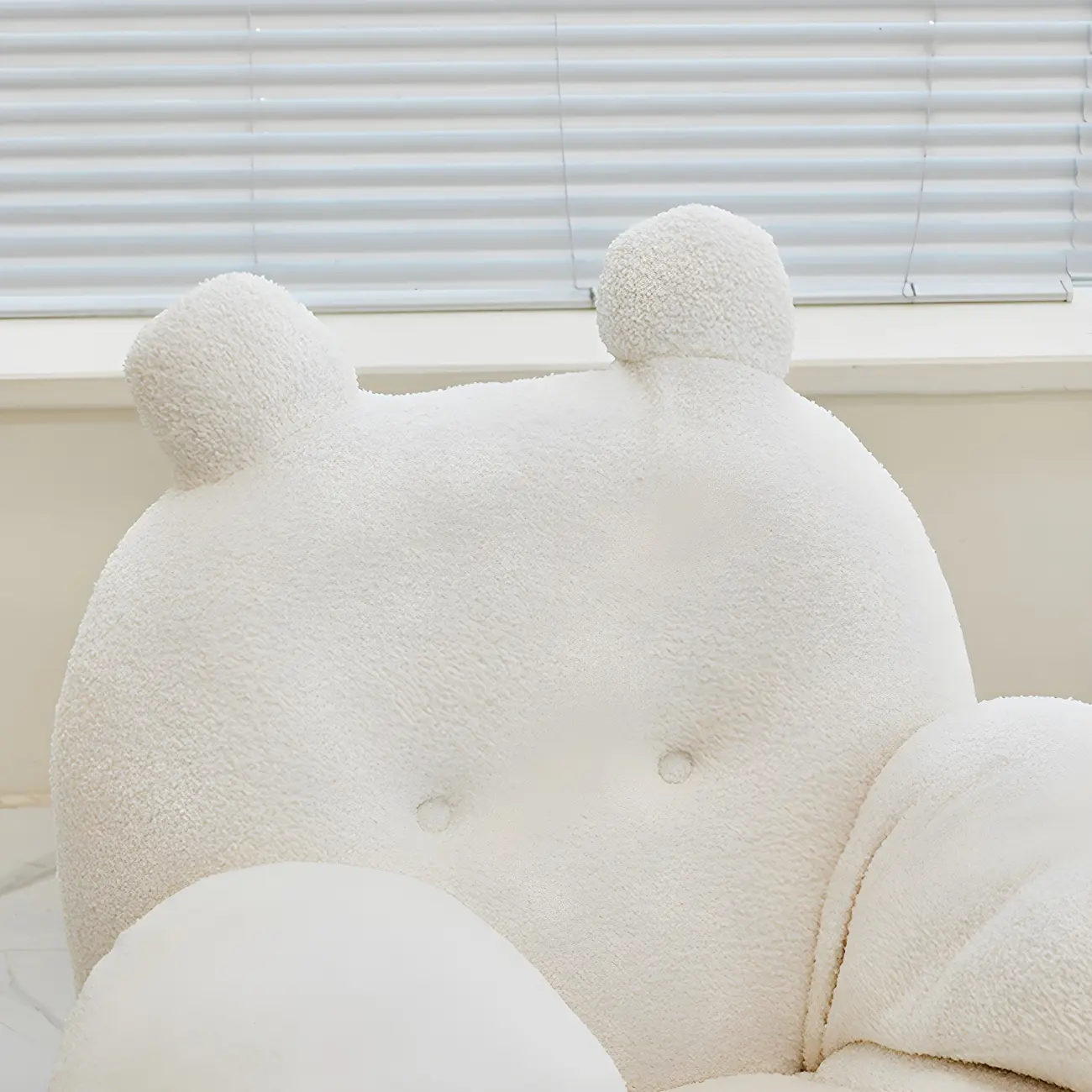 Cute Upholstered White Rocking Chair with Ottoman for Indoor Image - 8 | homeyfad