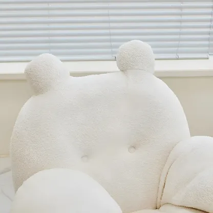 Cute Upholstered White Rocking Chair with Ottoman for Indoor Image - 8