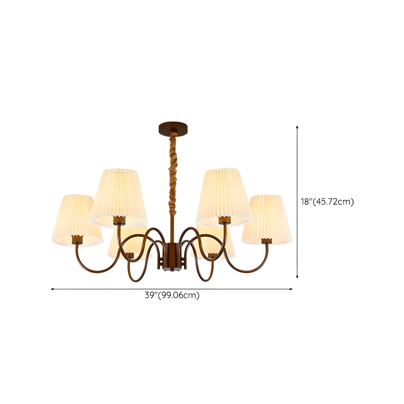 Adjustable Brown Chandelier with Fabric Lampshade Image - 12 | homeyfad