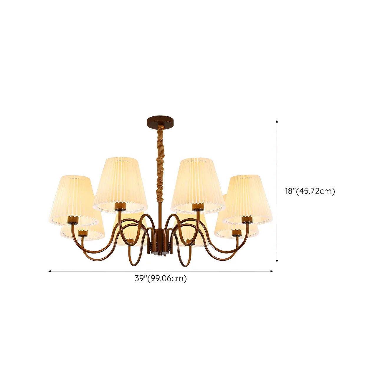 Adjustable Brown Chandelier with Fabric Lampshade Image - 13 | homeyfad