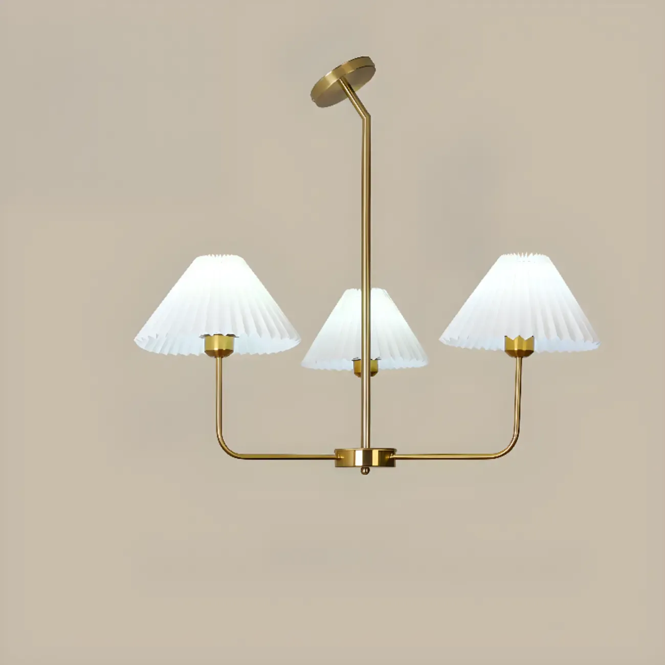 Modern 5-Light Chandelier with White Fabric Lampshades Image - 2