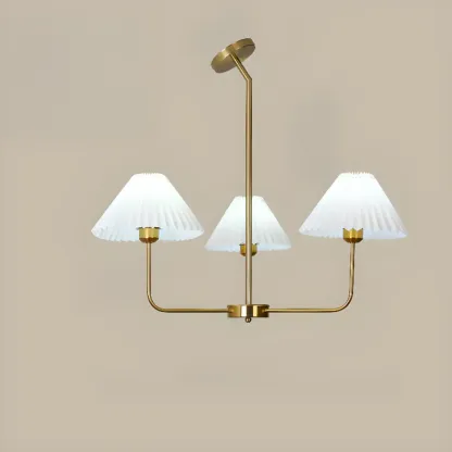 Modern 5-Light Chandelier with White Fabric Lampshades Image - 2