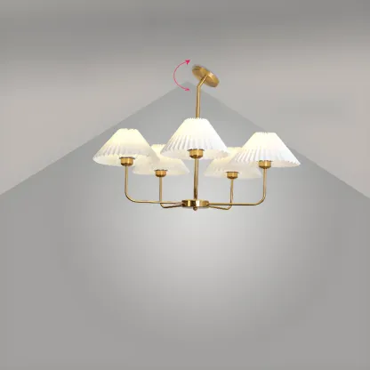 Modern 5-Light Chandelier with White Fabric Lampshades Image - 6