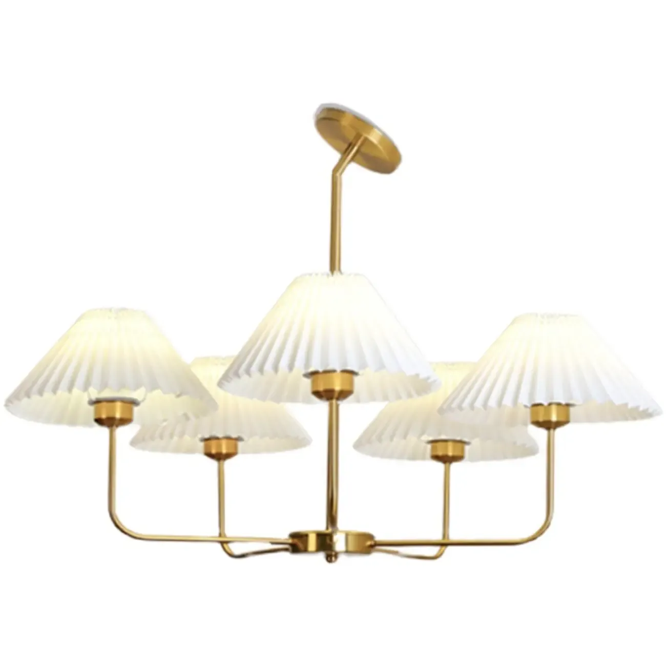 Modern 5-Light Chandelier with White Fabric Lampshades Image - 7