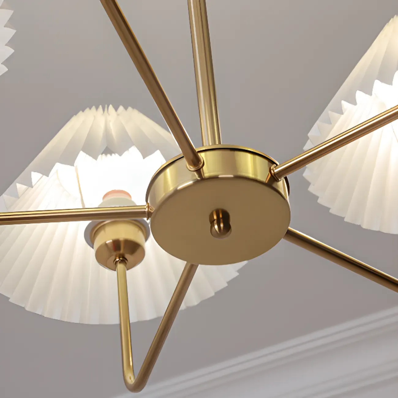 Modern 5-Light Chandelier with White Fabric Lampshades Image - 17