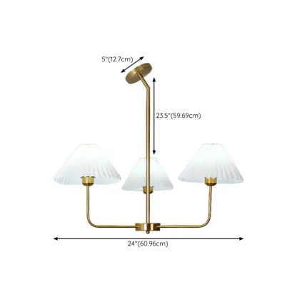 Modern 5-Light Chandelier with White Fabric Lampshades #size