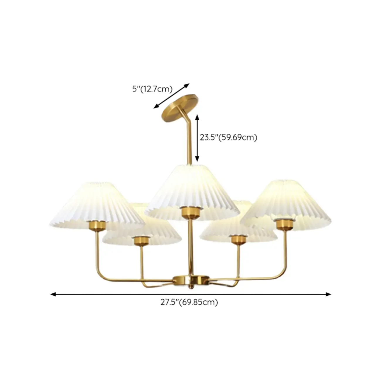 Modern 5-Light Chandelier with White Fabric Lampshades Image - 19