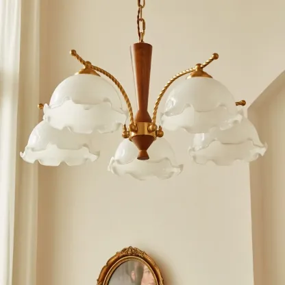 Modern White Dome Chandelier with Adjustable Length Image - 3