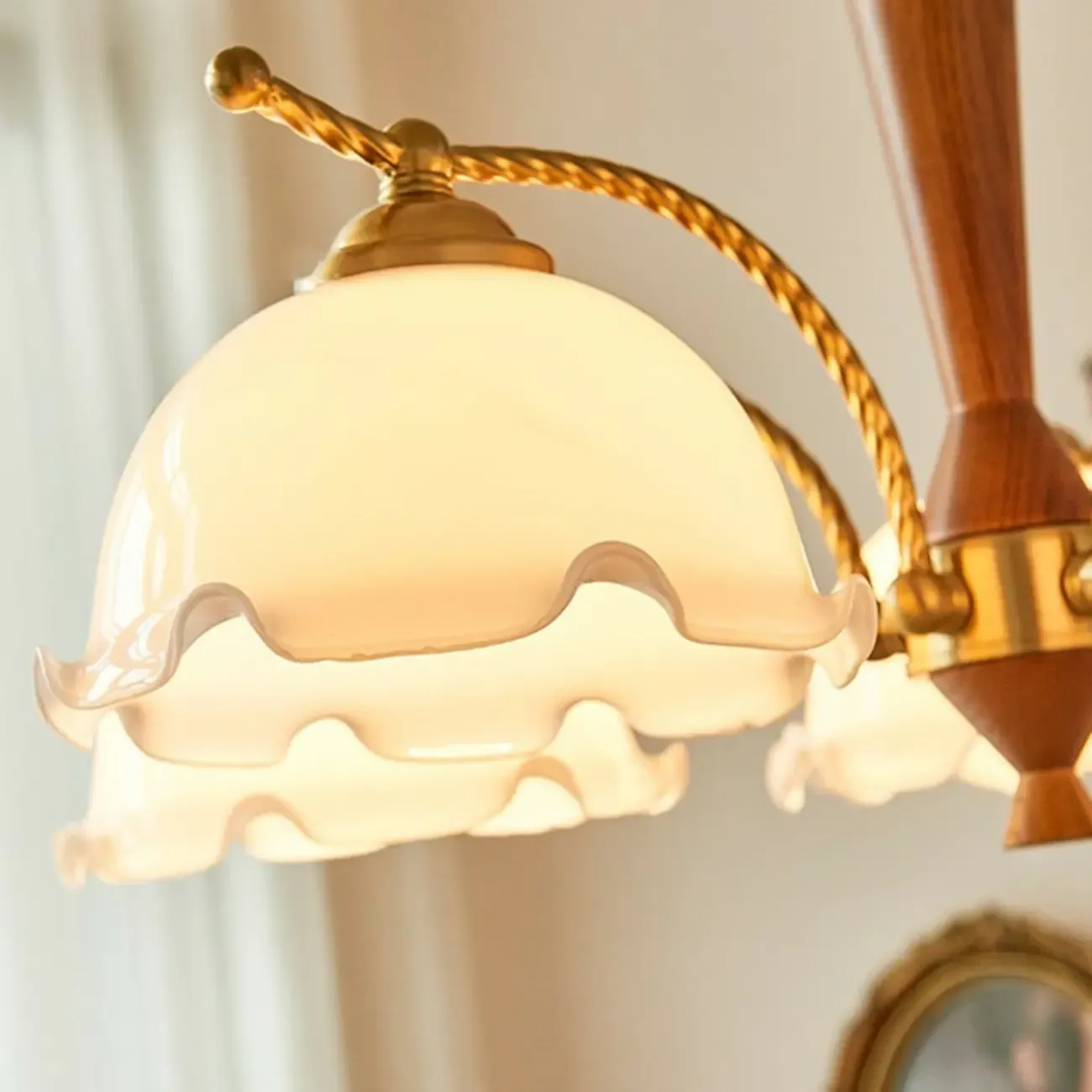 Modern White Dome Chandelier with Adjustable Length Image - 6