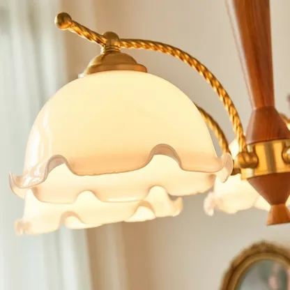 Modern White Dome Chandelier with Adjustable Length Image - 6