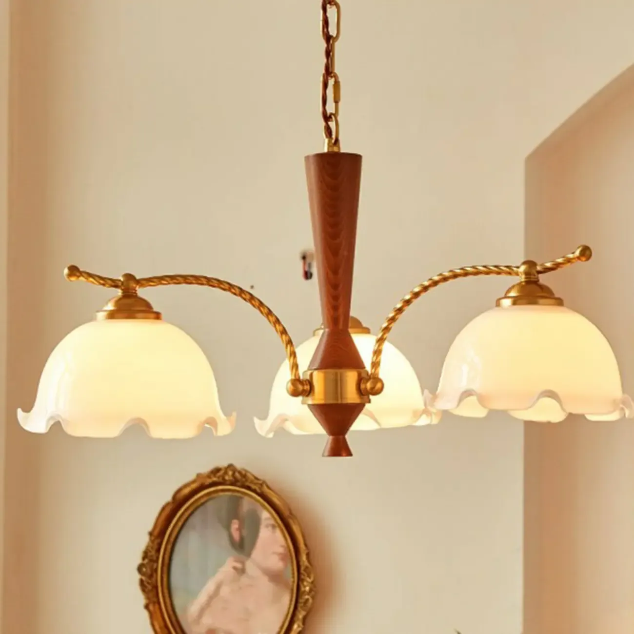 Modern White Dome Chandelier with Adjustable Length Image - 12