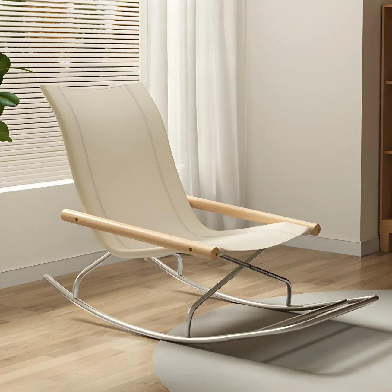 Modern Elegant Rocking Chair with Silver Legs for Indoor Image - 1 | homeyfad