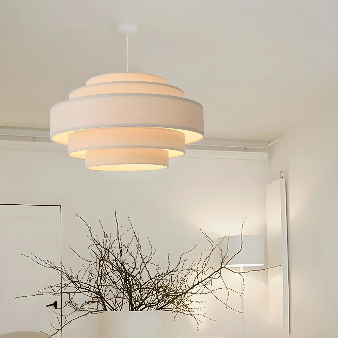 Elegant White Chandelier with Adjustable Hanging Length Image - 10