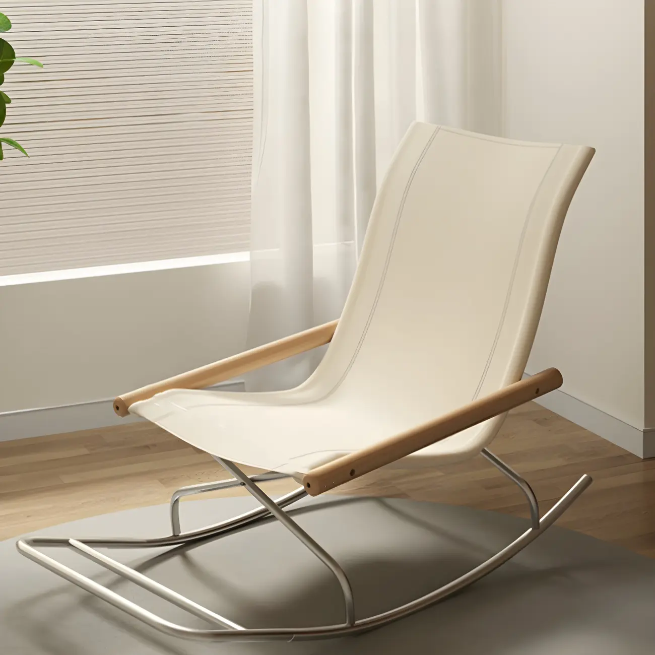 Modern Elegant Rocking Chair with Silver Legs for Indoor Image - 2 | homeyfad