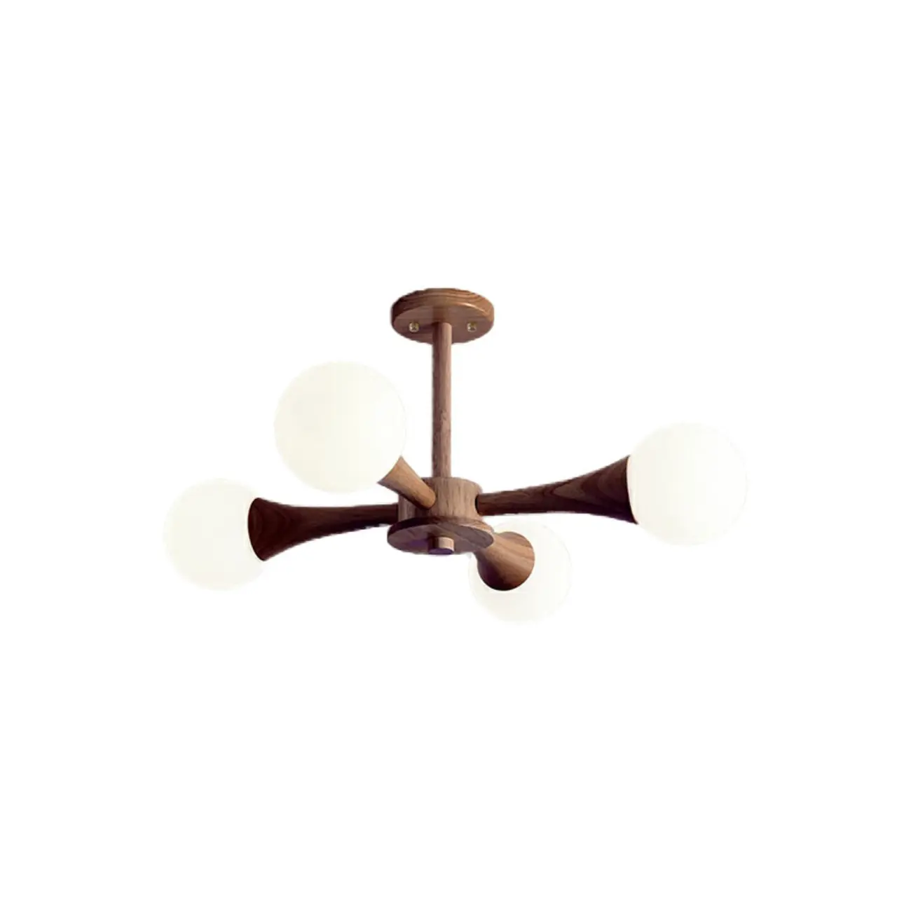 Elegant Wood Flush Mount Chandelier with 5 Lights for Bedroom Image - 4 | homeyfad