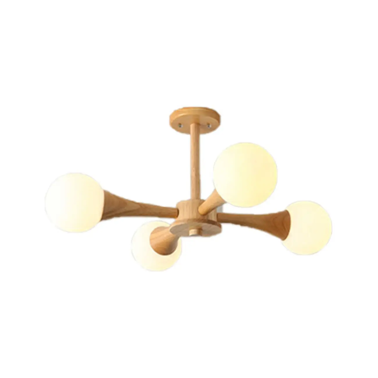 Elegant Wood Flush Mount Chandelier with 5 Lights for Bedroom Image - 9 | homeyfad