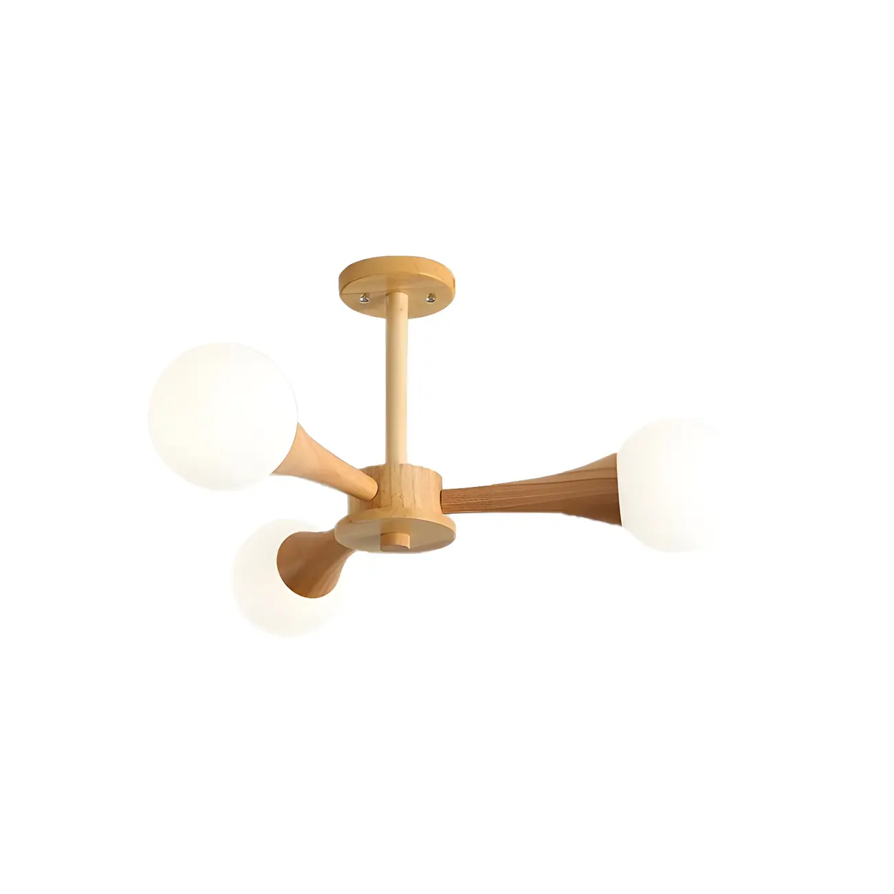 Elegant Wood Flush Mount Chandelier with 5 Lights for Bedroom Image - 18 | homeyfad