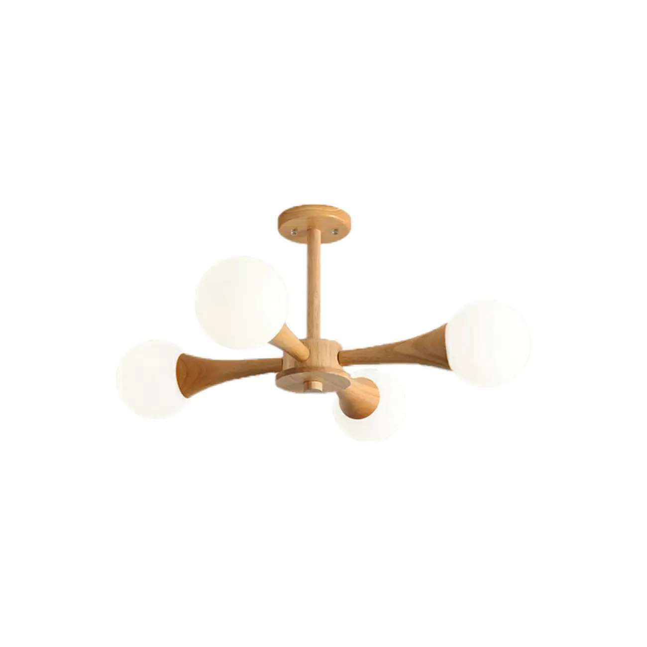 Elegant Wood Flush Mount Chandelier with 5 Lights for Bedroom Image - 19 | homeyfad