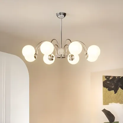 Modern Glass Ball Chandelier with Adjustable Height Image - 1