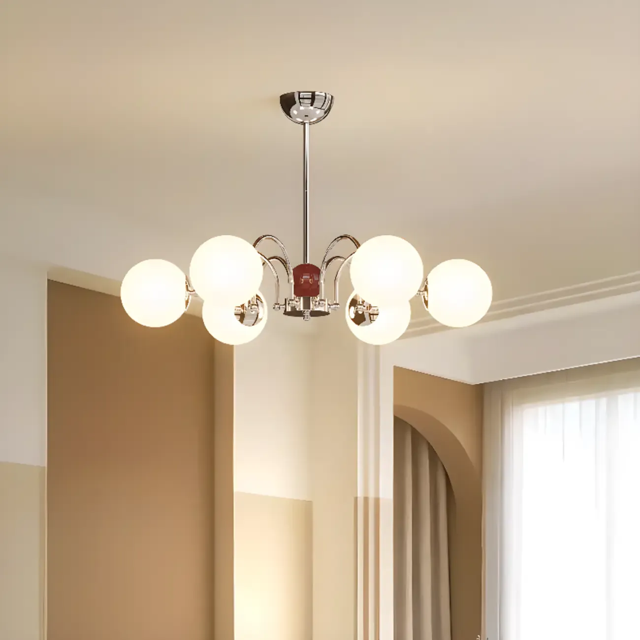 Modern Glass Ball Chandelier with Adjustable Height Image - 4