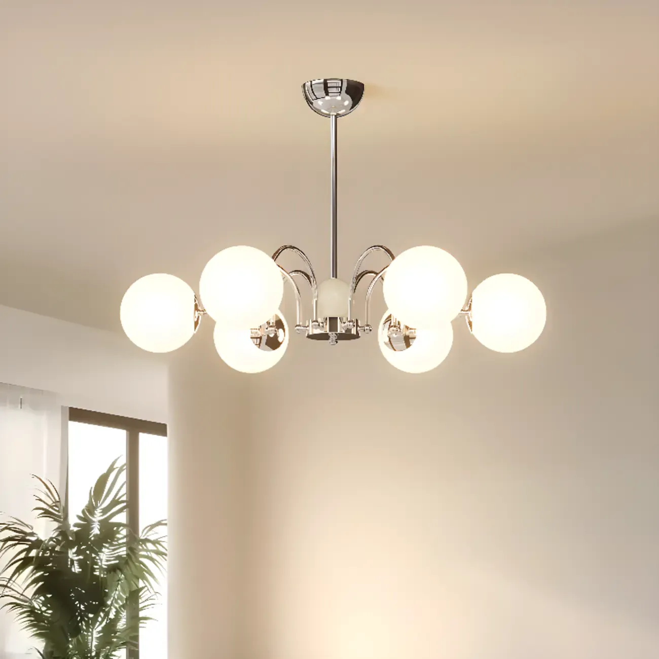 Modern Glass Ball Chandelier with Adjustable Height Image - 6