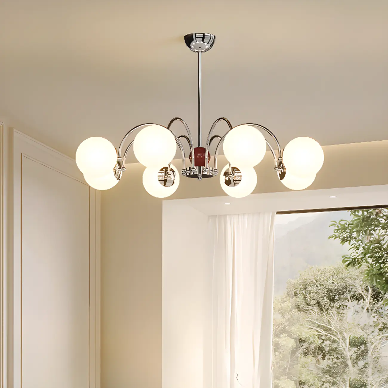 Modern Glass Ball Chandelier with Adjustable Height Image - 8 | homeyfad