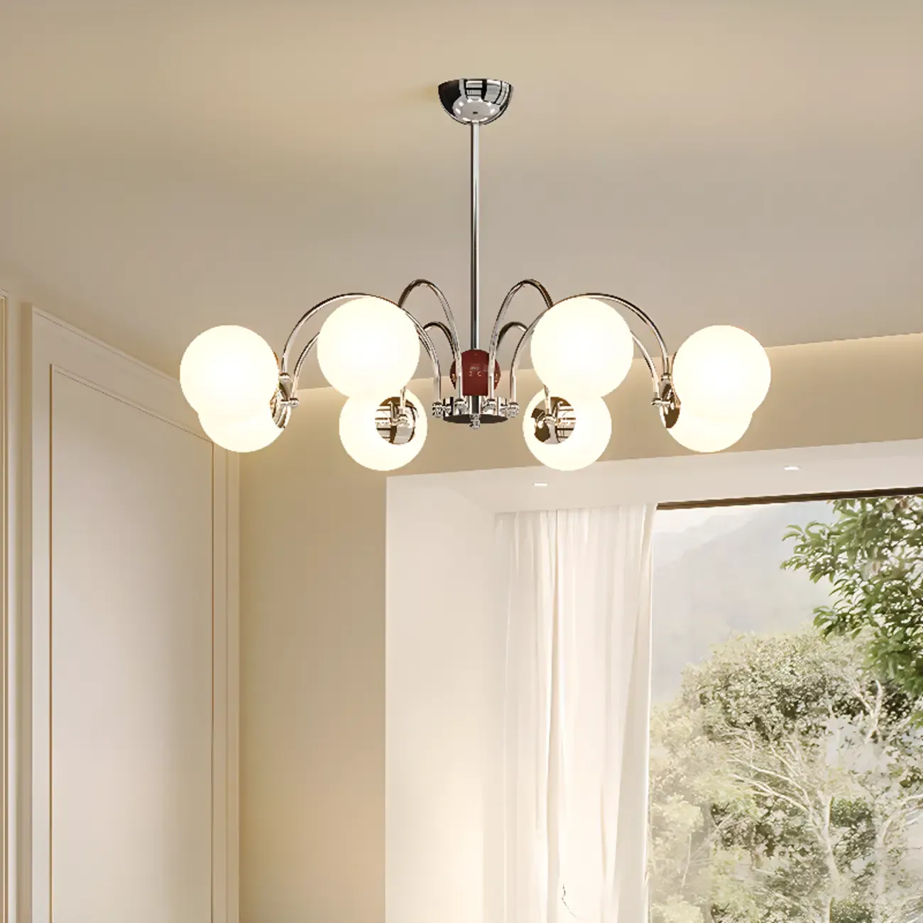 Modern Glass Ball Chandelier with Adjustable Height Image - 8