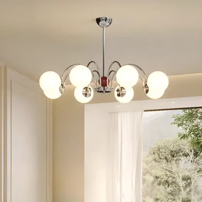 Modern Glass Ball Chandelier with Adjustable Height Image - 8