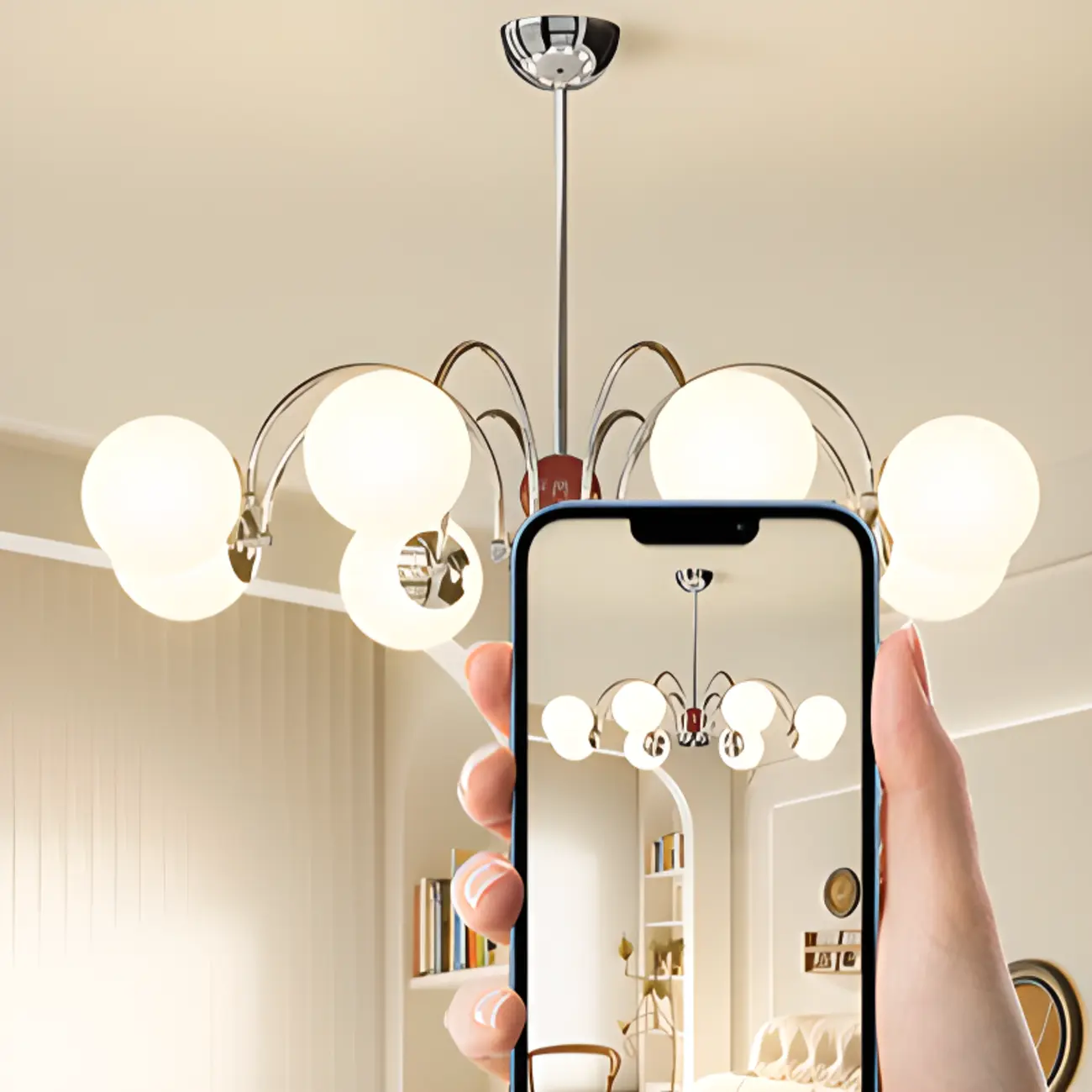 Modern Glass Ball Chandelier with Adjustable Height Image - 11 | homeyfad