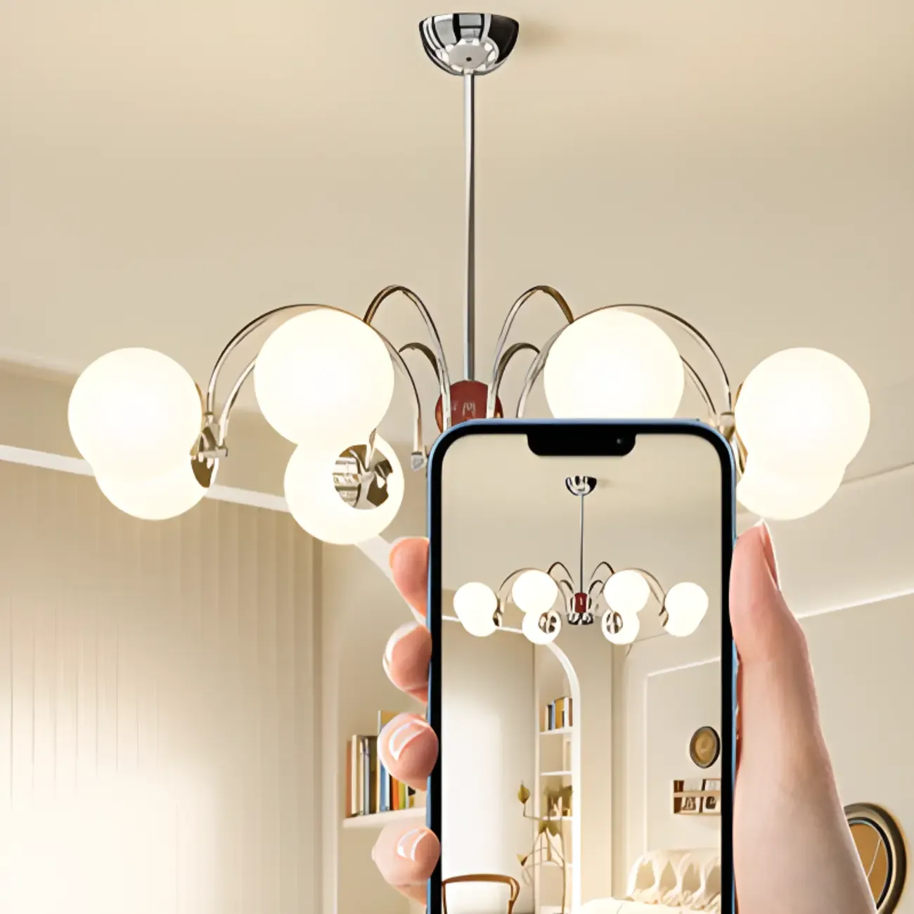 Modern Glass Ball Chandelier with Adjustable Height Image - 11