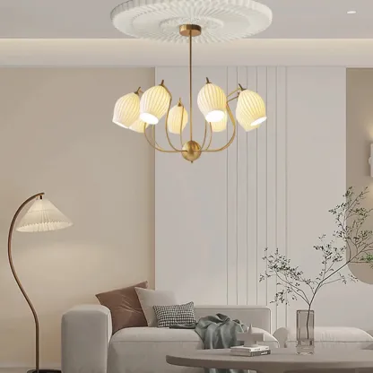 Modern Elegant  White Glass Chandelier for Living Room Image - 1